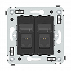 Компьютерная розетка RJ-45 в стену, кат.6А двойная, "Avanti", "Черный матовый"