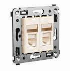 Компьютерная розетка RJ-45 в стену, кат.6 двойнаяэкранированная,"Avanti", "Ванильная дымка"