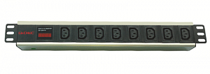Блок распределения питания ДКС (PDU) 19" горизонтальный 1U 10A с индикацией, Вых:8 х C13, Вх:C14 х 2м
