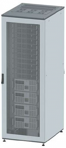 Напольный 19" IT-корпус ДКС серии CQE 47U 600х2200х600, двери перфорированная+перфорированная, панели для крыши, кабельный ввод,RAL7011/7035