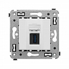 USB 3.0 розетка одинарная в стену, тип А-А, "Avanti", "Белое облако"