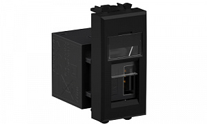 USB 3.0 розетка модульная, тип А-А, "Avanti", "Черный матовый", 1 модуль