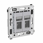 Компьютерная розетка RJ-45 в стену, кат.6А двойная, "Avanti", "Закаленная сталь"