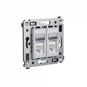 Компьютерная розетка RJ-45 в стену, кат.6 двойная экранированная"Avanti", "Закаленная сталь"