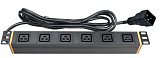 Блок распределения питания ДКС (PDU) 19" горизонтальный 1U 16A, Вых:6 х C19, Вх:C20 х 2м