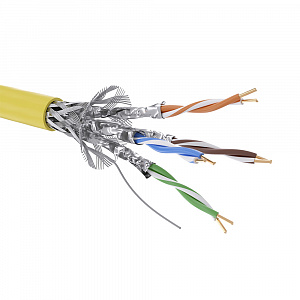Кабель CAT 7А, S/FTP, нг(А)-HF, бухта 500м, желтый