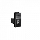 USB 2.0 розетка модульная, тип А-А, "Avanti", "Черный квадрат", 1 модуль