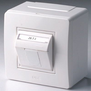 Коробка в сборе с 1 розеткой RJ45, кат.5е (телефон / компьютер), белая