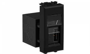 USB 2.0 розетка модульная, тип А-А, "Avanti", "Черный матовый", 1 модуль