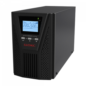 Онлайн ИБП ДКС серии Small Tower, 1000 ВА/900 Вт, 1/1, 2xSchuko, EPO, USB, RS-232, RJ45, без АКБ, 7 Ач