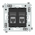 Компьютерная розетка RJ-45 в стену, кат.6 экранированная двойная,"Avanti", "Черный матовый"